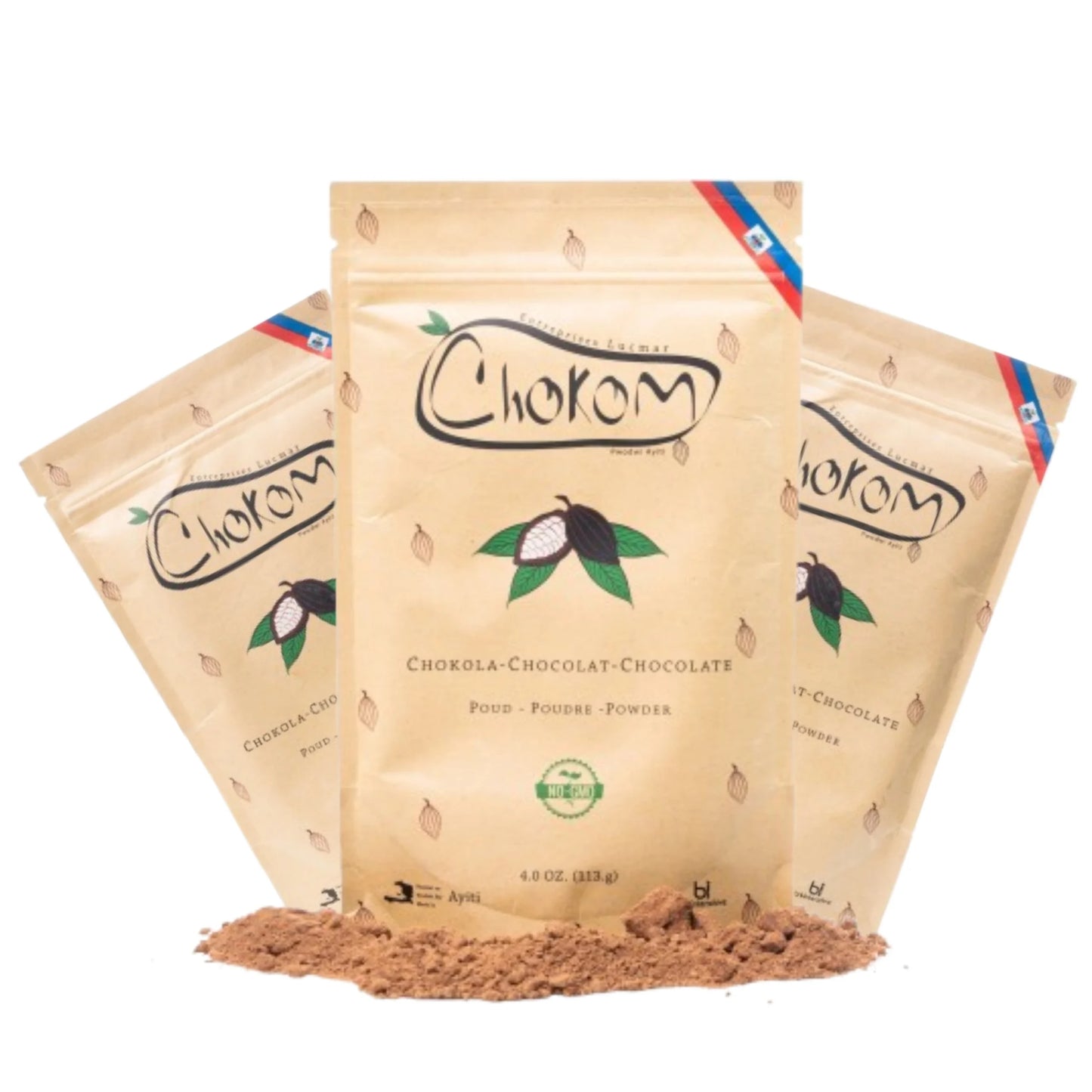 Chokom Organic Haitian Chocolate Powder - Premium Mountain-Grown Cocoa with Lime (3-Pack)