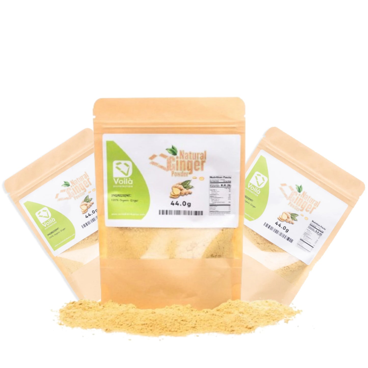 Organic Haitian Ginger Powder - 100% Natural Culinary and Wellness Spice (3-Pack, 44g each)