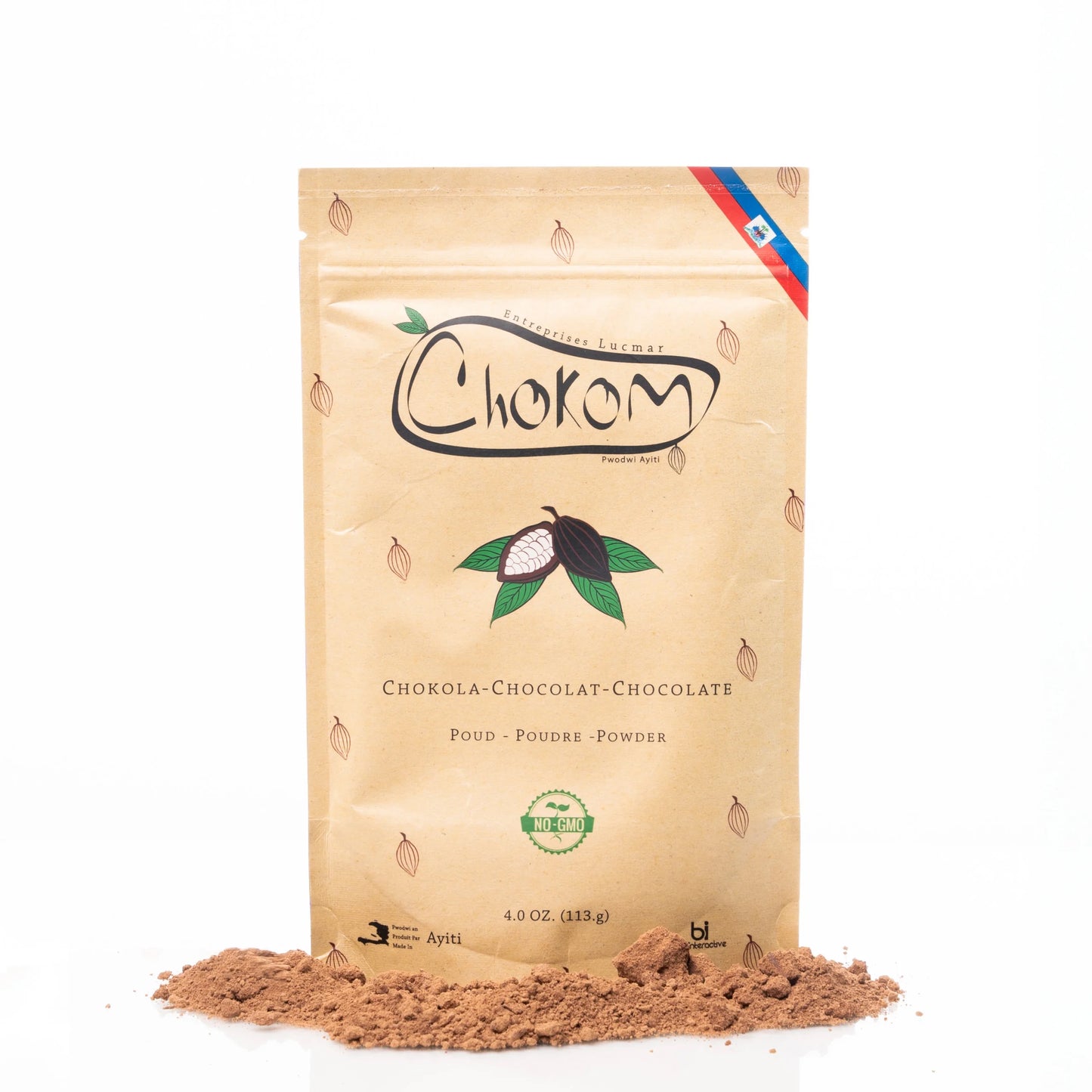 Chokom Organic Haitian Chocolate Powder - Premium Mountain-Grown Cocoa with Lime (Single)