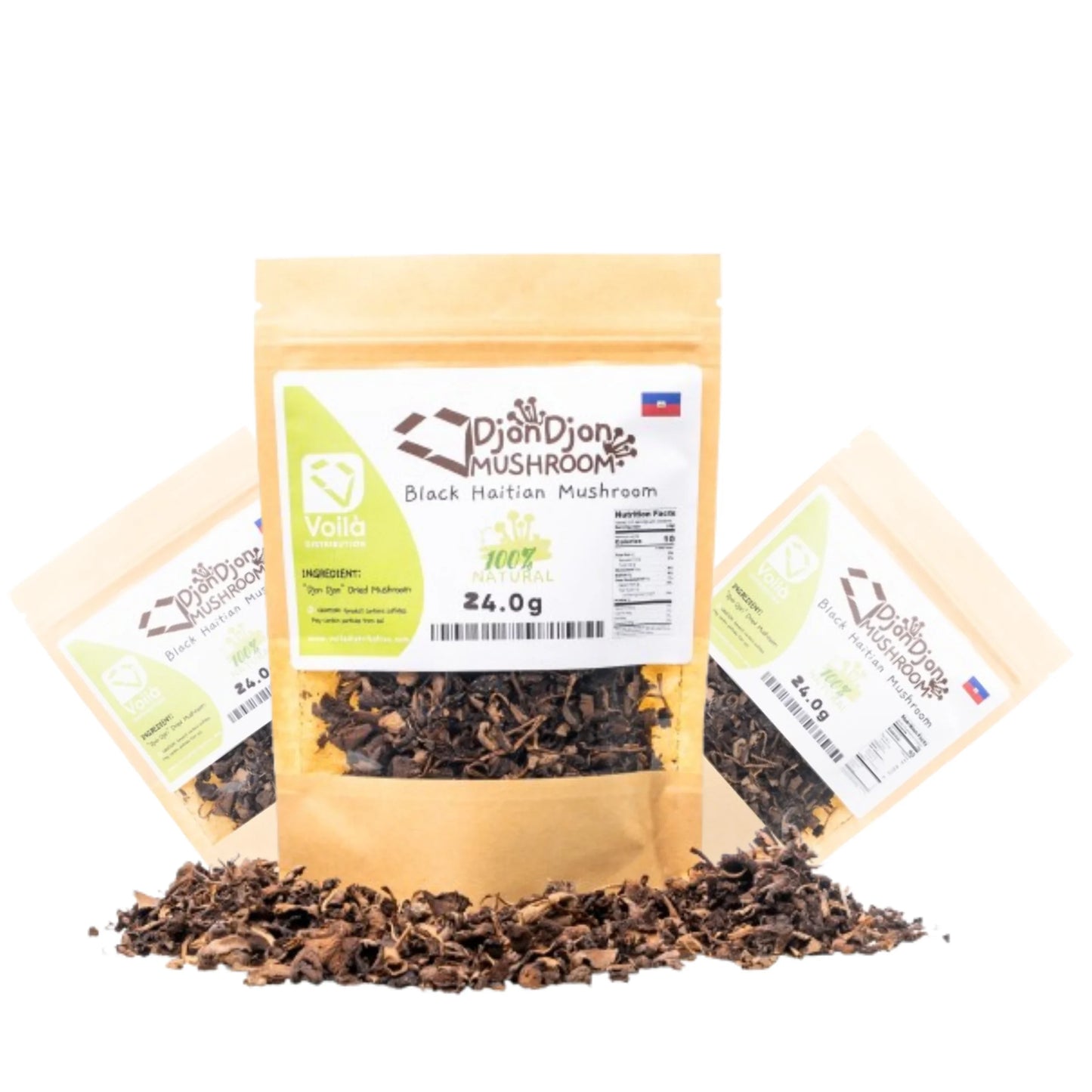 DjonDjon Black Haitian Mushrooms - Rare Mountain-Grown Culinary Delicacy (3-Pack, 24g each)
