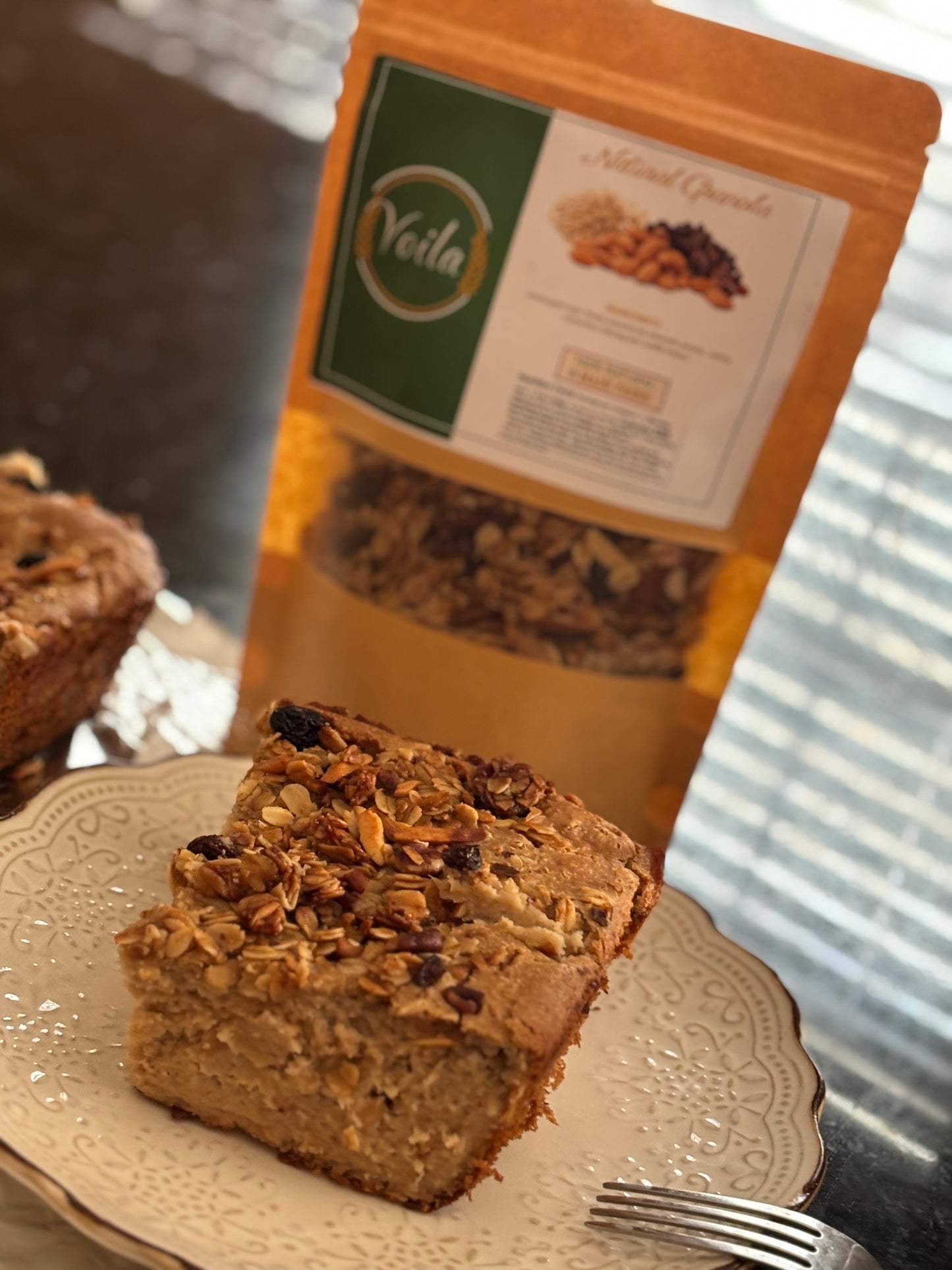 Voila Natural Granola - Organic Whole Grain Breakfast Cereal (Pecan Almond or Walnut Raisin)