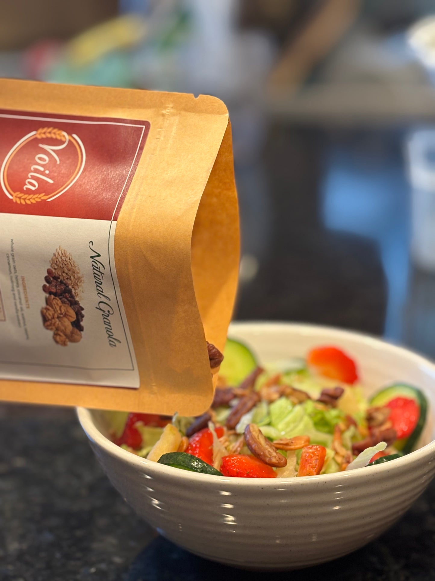 Voila Natural Granola - Organic Whole Grain Breakfast Cereal (Pecan Almond or Walnut Raisin)