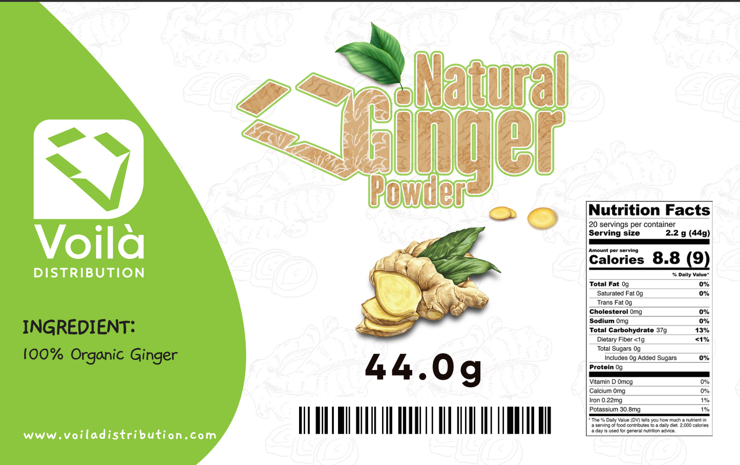 Organic Haitian Ginger Powder - 100% Natural Culinary and Wellness Spice (44g)