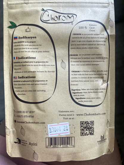 Chokom Organic Haitian Chocolate Powder - Premium Mountain-Grown Cocoa with Lime (Single)