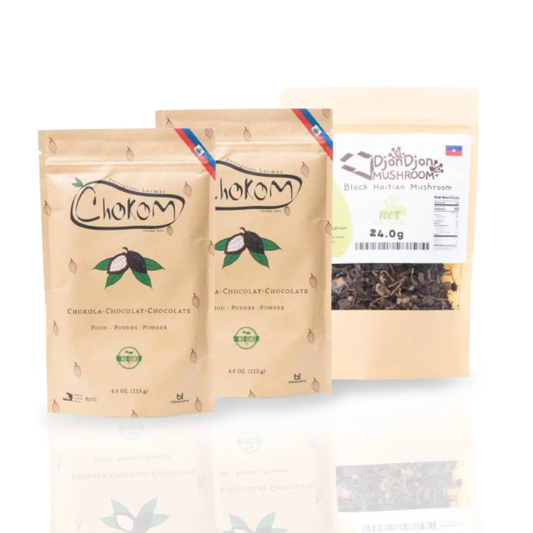 Passion Bundle: Premium Haitian Chocolate & Ginger Powder Set - Organic Chokom Cocoa and Natural Ginger